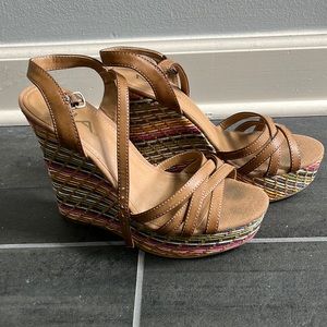 MIA Selma tan/multicolored wedge heel